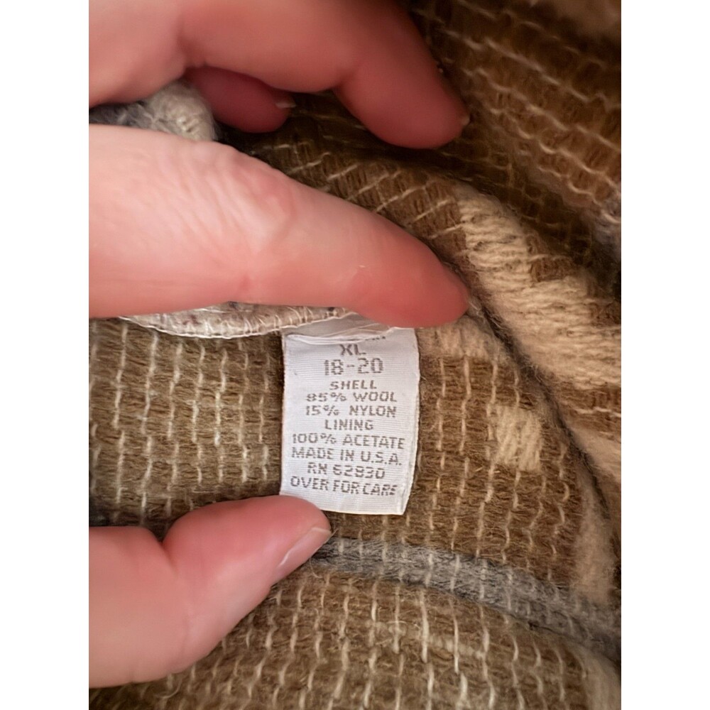 VTG Lands End Wool Coat Blend Aztec Print Jacket Beige Tan Southwest Geometric - Picture 8 of 16